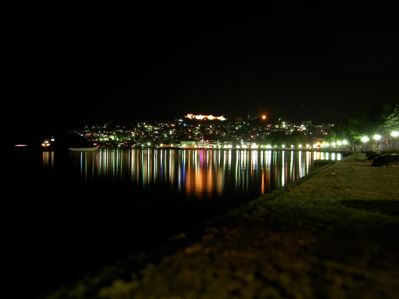 The city of w:Ohrid (Republic of Macedonia) at night