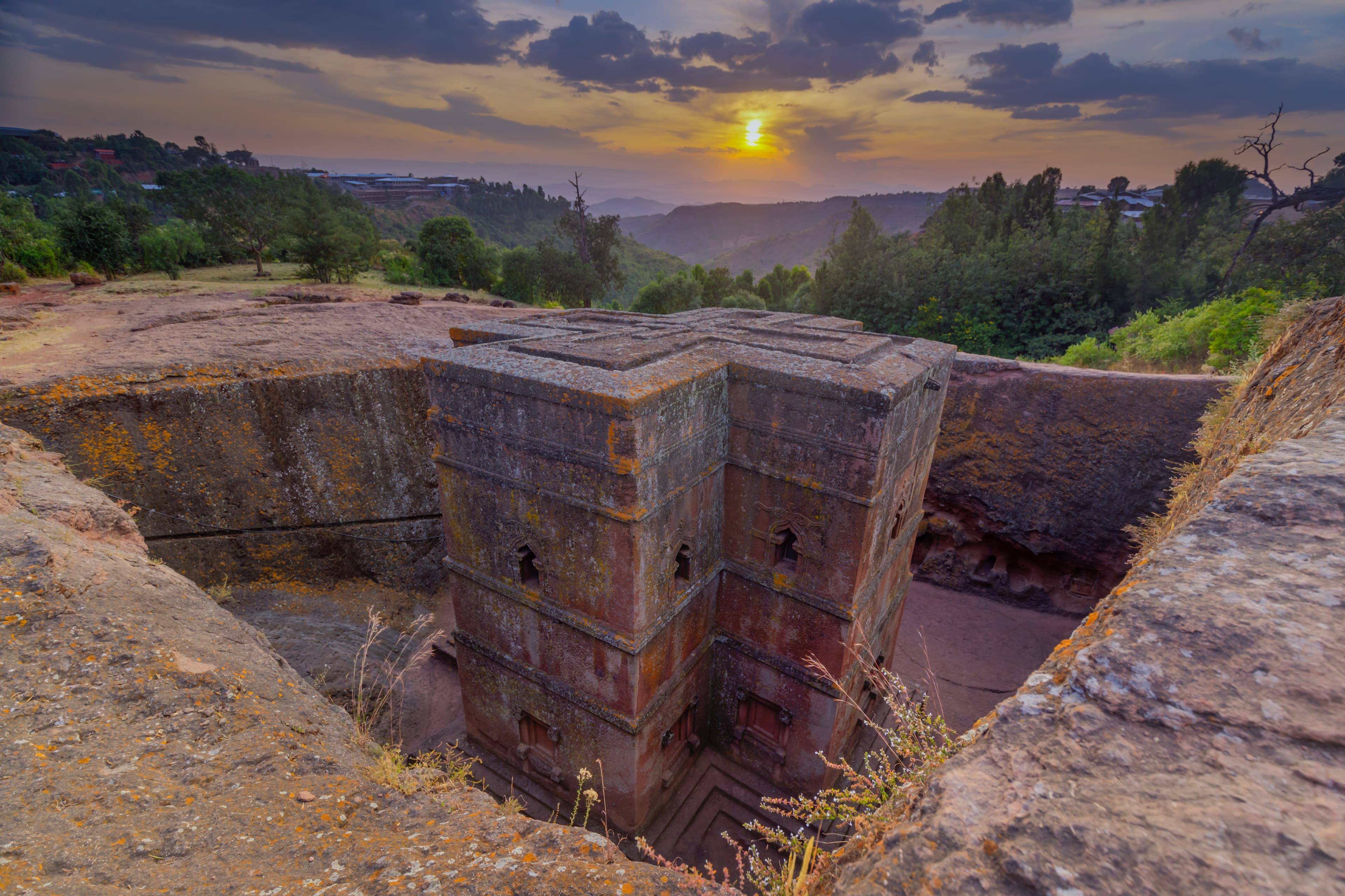 Sunset at Church of Saint George, Lalibela